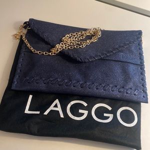 Metallic navy Laggo clutch